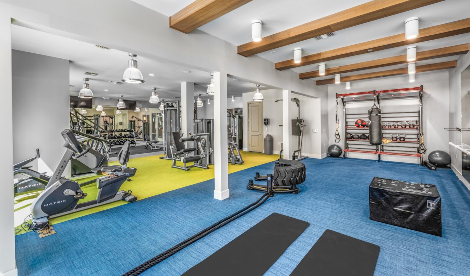 a gym with exercise equipment